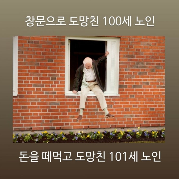  스웨덴 영화 '돈 떼먹고 도망친 101세 노인', 책 '창문 넘어 도망친 100세 노인'