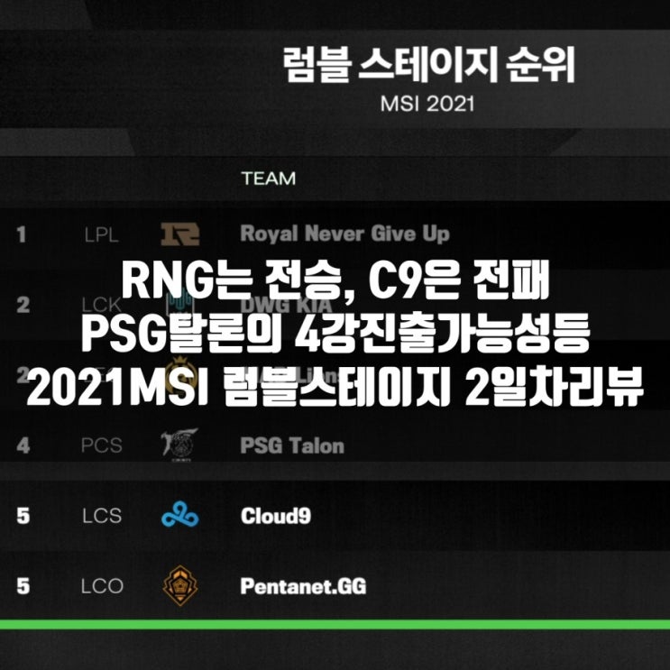리그오브레전드 MSI 럼블스테이지 2일차 리뷰 리그오브레전드 MSI 럼블스테이지 2일차 리뷰