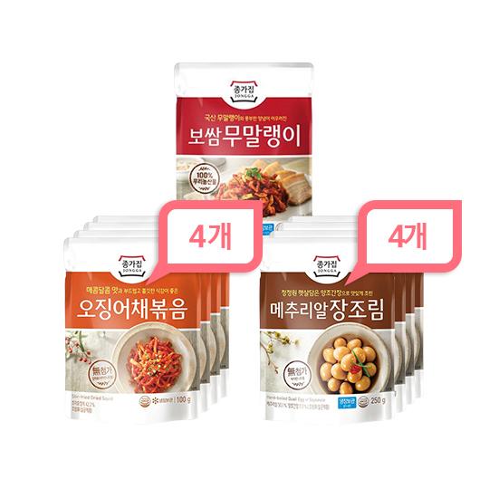 구매평 좋은 오늘의딜 종가집 오징어채볶음 100gx4개 메추리알장조림 250gx4개 보쌈무말랭이 180gx1개 정기배송, 단품, 단품 좋아요 구매평 좋은 오늘의딜 종가집 오징어채볶음 100gx4개 메추리알장조림 250gx4개 보쌈무말랭이 180gx1개 정기배송, 단품, 단품 좋아요