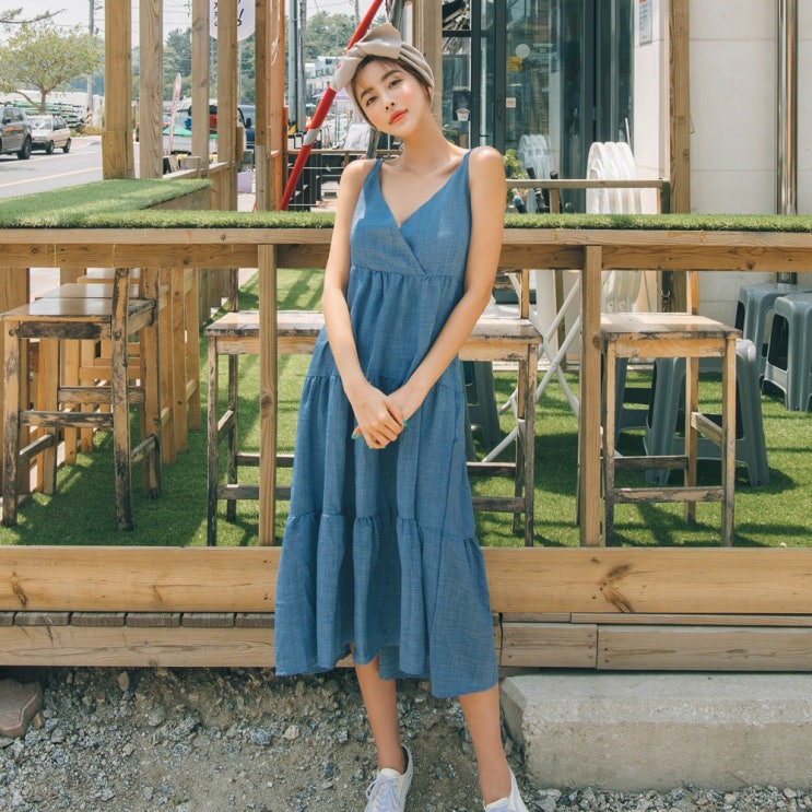 잘나가는 헤링본 나시 뷔스티에 데님 롱 비치원피스 HC420 ··· 잘나가는 헤링본 나시 뷔스티에 데님 롱 비치원피스 HC420 ···