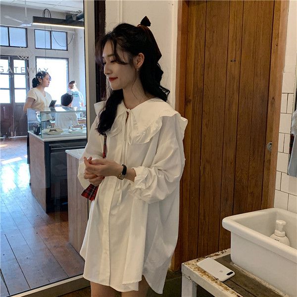 잘팔리는 퐁순싸롱 빅 세일러 프릴 카라 오버핏 롱 면 블라우스 SY 추천합니다 잘팔리는 퐁순싸롱 빅 세일러 프릴 카라 오버핏 롱 면 블라우스 SY 추천합니다