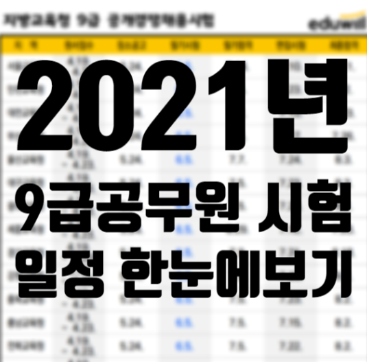  [군무원학원]2021년 9급 공무원 시험 일정 한눈에 보기