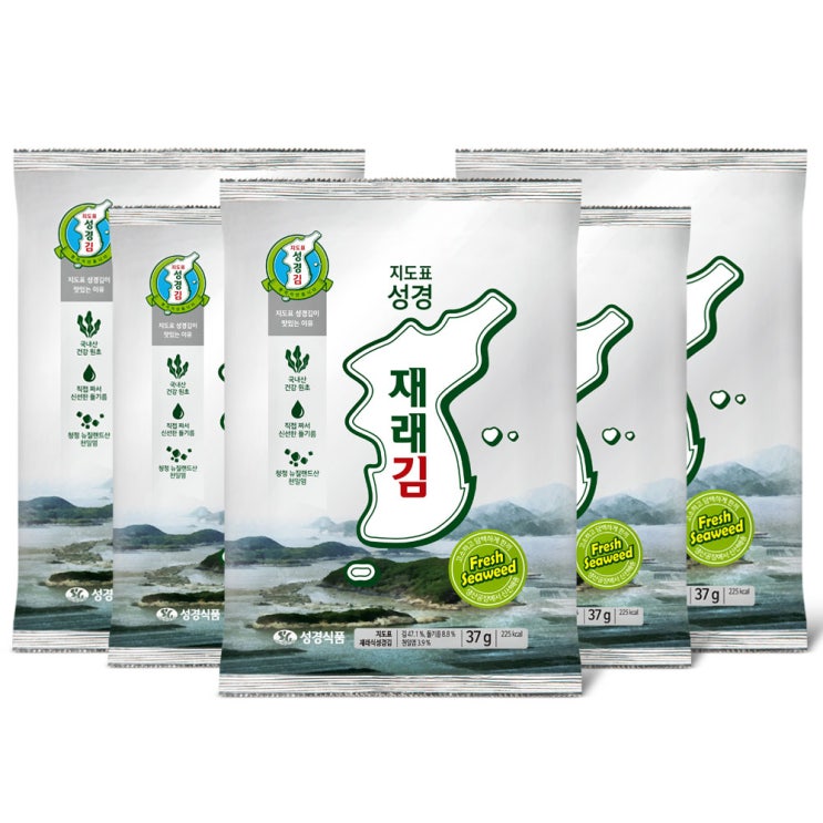 핵가성비 좋은 성경식품 지도표 재래식 성경김, 37g, 5개입 좋아요 핵가성비 좋은 성경식품 지도표 재래식 성경김, 37g, 5개입 좋아요