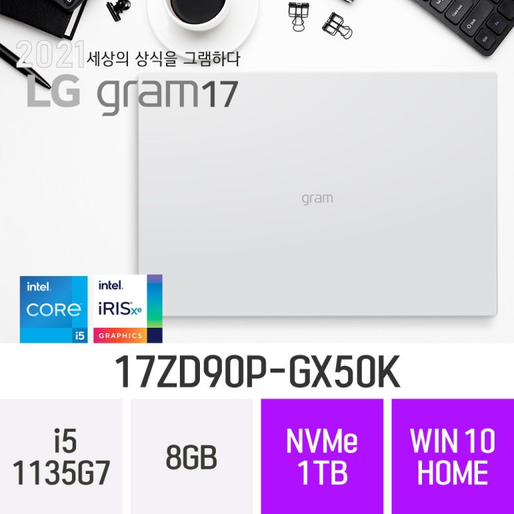 가성비 좋은 LG 2021 그램17 17ZD90P-GX50K, 8GB, 1TB, 윈도우 포함 ···