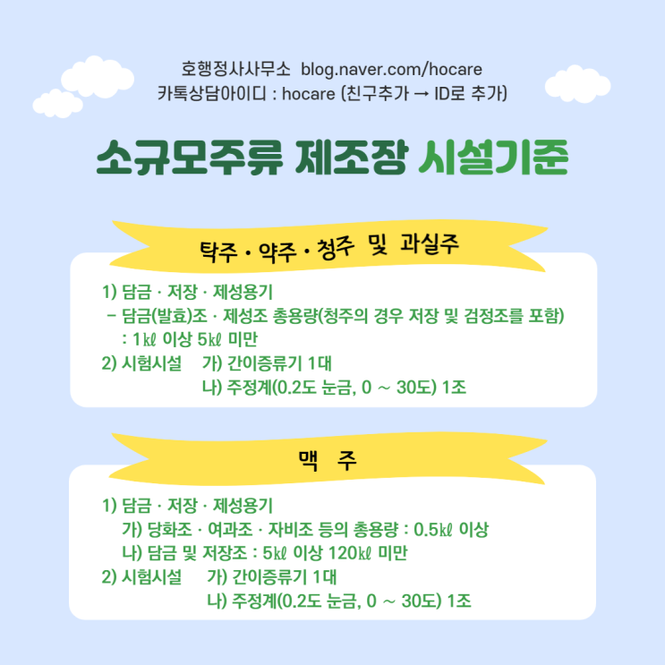  소규모주류 제조장 시설기준