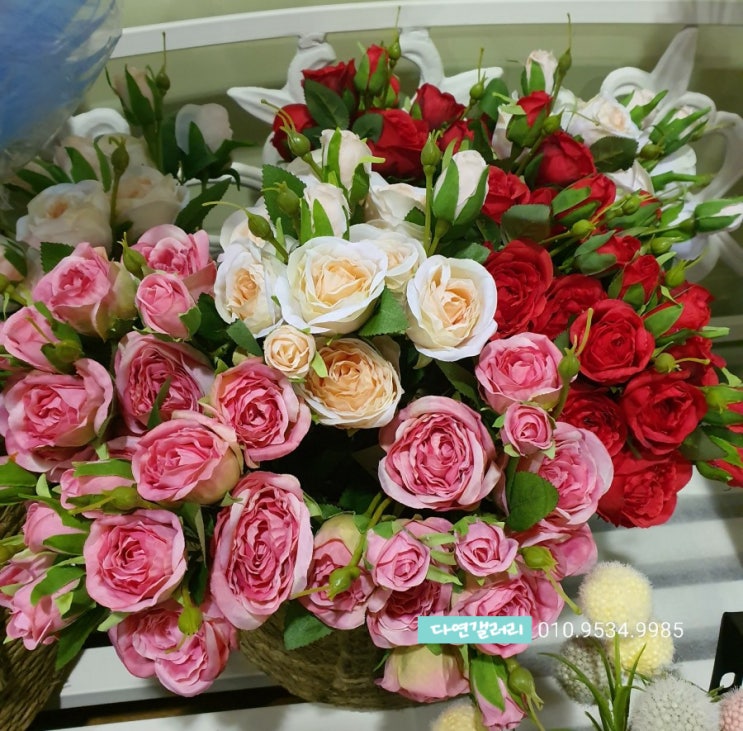 [다연갤러리] 충주 조화 인테리어소품 장미 장미조화 꽃다발 축하선물 꽃 고급장미조화