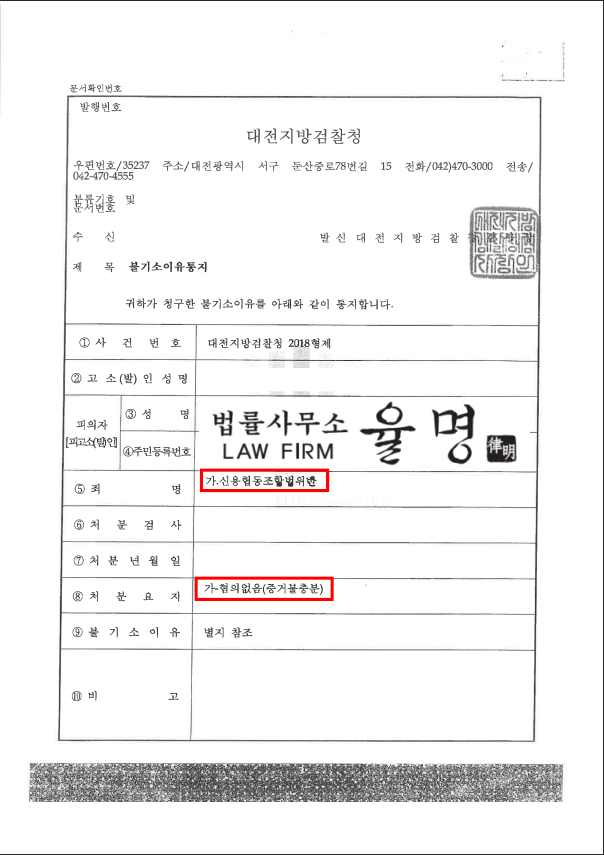  신용협동조합법 시행령 위반 처벌 및 불기소 사례는