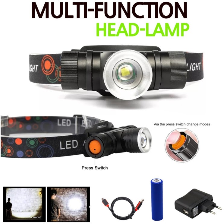 인기 급상승인 T6 줌 LED 충전식 랜턴 헤드랜턴 DJD77 아답터 18650 포함 좋아요 인기 급상승인 T6 줌 LED 충전식 랜턴 헤드랜턴 DJD77 아답터 18650 포함 좋아요