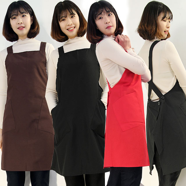  인기 많은 하랑이플 엑스자단추앞치마(FREE BIG) 빅사이즈 바리스타 주방 업소용앞치마, 엑스자찍찍이(BIG)-블랙 추천해요