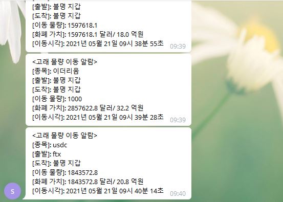  [한국어 버전] 2021년 텔레그램 코인 암호화폐 고래 알람 (whale alert 웨일 얼러트 비트코인 이더리움 등)