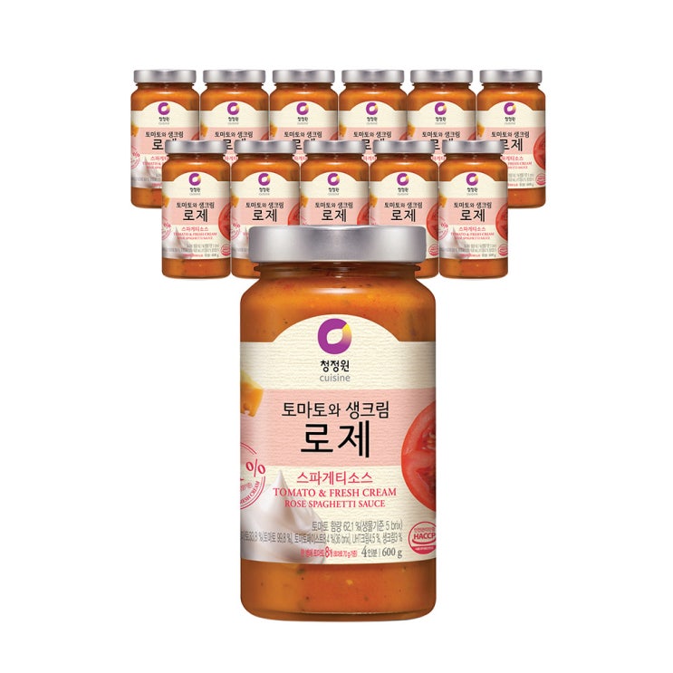 잘나가는 청정원 토마토와생크림 로제 스파게티소스, 600g, 12개 ···