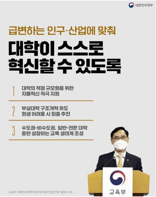 [교육부] 대학이 스스로 혁신할 수 있도록 체계적으로 지원합니다