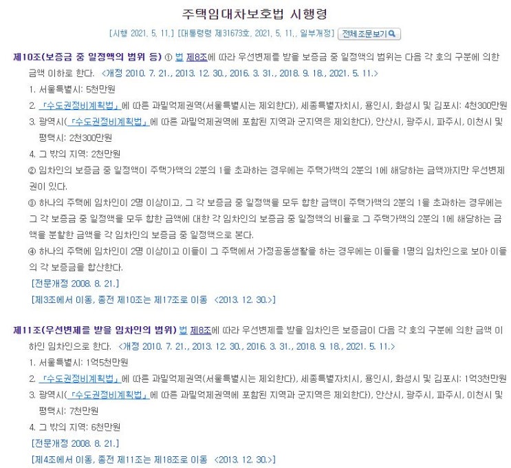  주택임대차보호법 최우선변제금액 상향