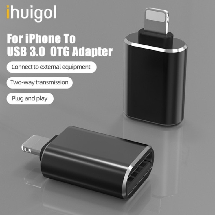 인지도 있는 ihuigol OTG 어댑터 for iPhone 11 Pro Max USB 3.0 Light Converter For iPad iOS 1314 데이터 카메라 U 디스크
