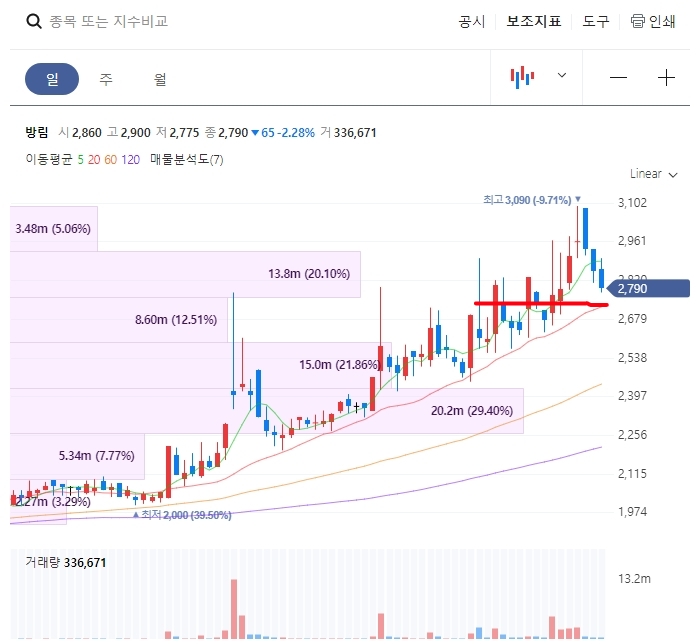 단기스윙관심주 방림