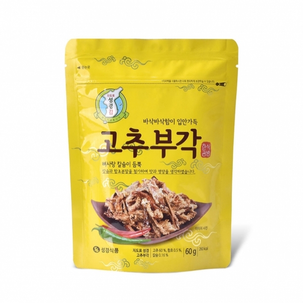 가성비 좋은 지도표성경김 칼슘 고추부각 60g 3봉, 단품 추천합니다