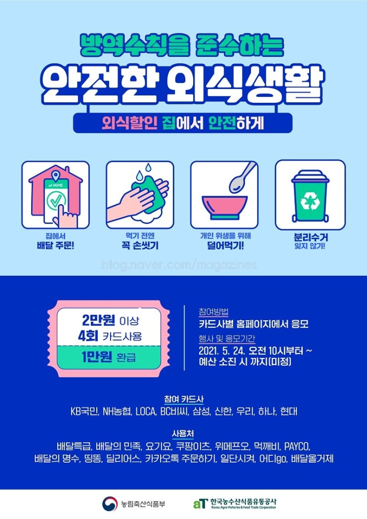  [정부 외식할인지원사업] 배달앱 2만원이상 4번 주문하면 만원 환급