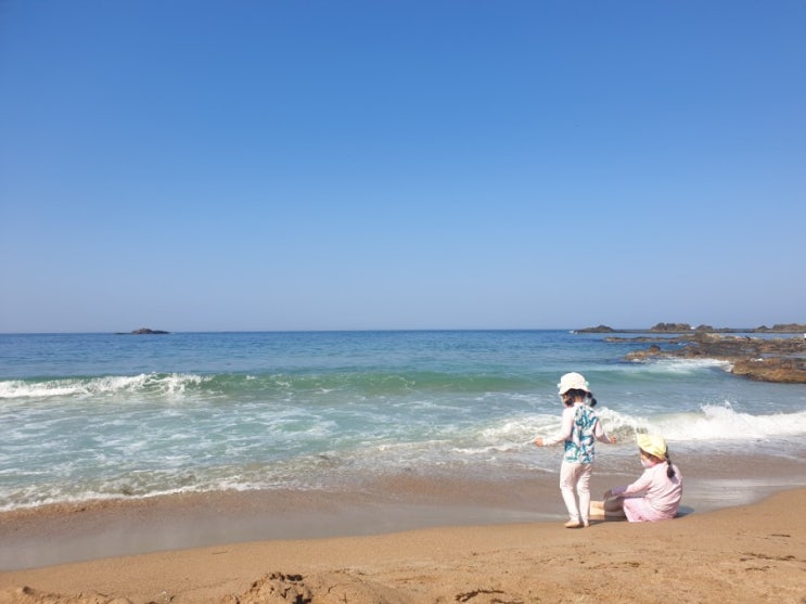  [포항 오도리해수욕장] 아이들과 재밌는 모래성놀이, 바다 물놀이 (린도카페, 웅카페치킨피자, 방파제낚시)