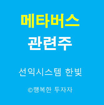 메타버스 관련주 - 제페토 관련주 -한국판 로블록스 관련주 - 서울 VR·AR 엑스포 관련주