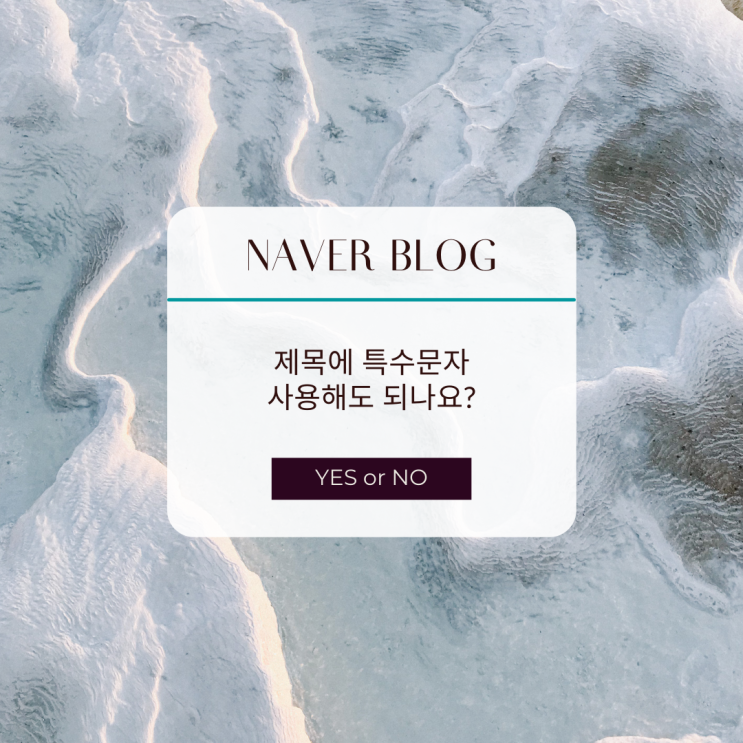  블로그 제목 내 특수문자 사용에 대한 네이버의 의견