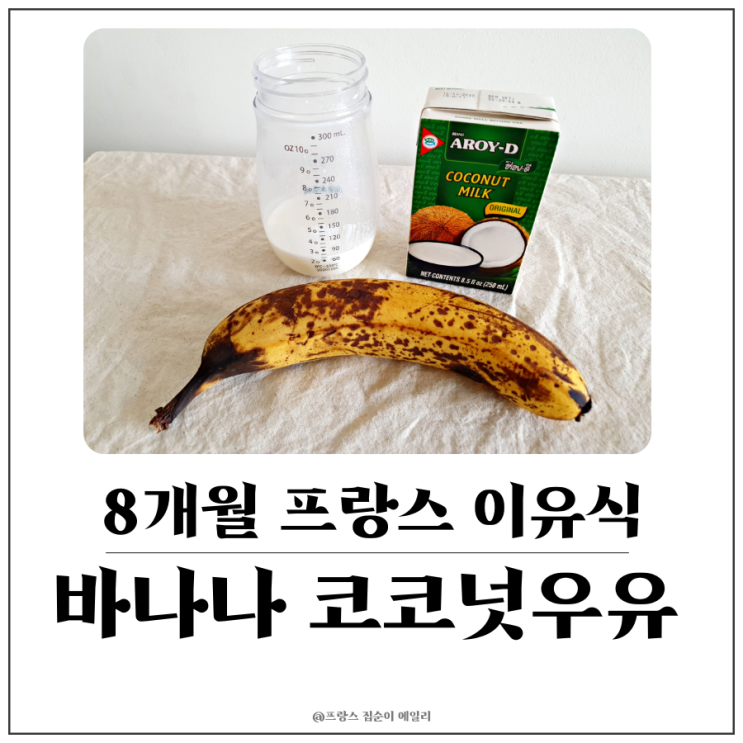  [8개월 아기 프랑스 이유식] 코코넛 우유 넣은 바나나 밀크 셰이크 만들기
