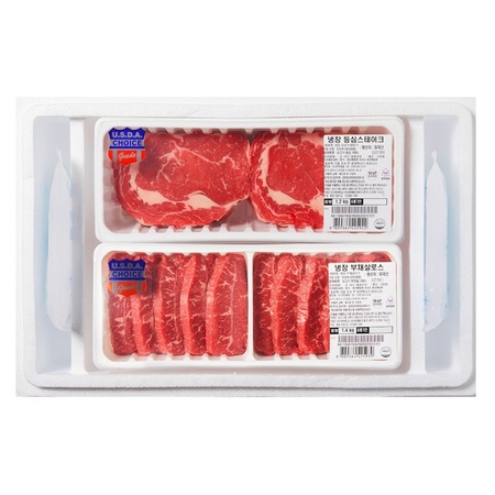 인기 급상승인 미국산 냉장 등심스테이크 1.2kg + 부채살로스 1.4kg 갈비살 차돌박이 안심, 상세페이지 참조 추천해요