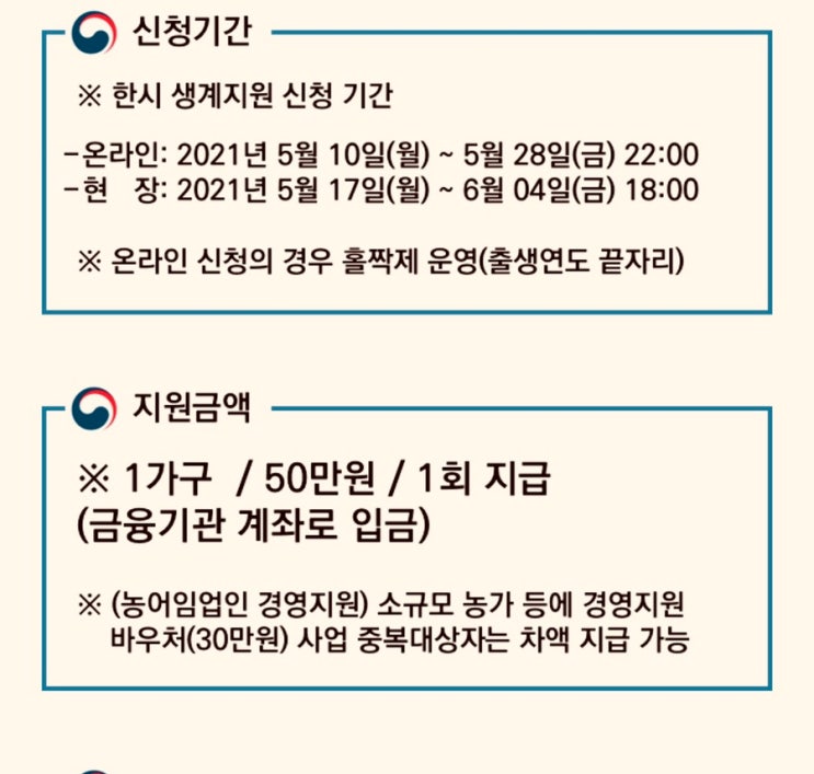 한시생계지원금 지급일 신청대상 신청기간 실업급여 중복수령 4차재난지원금 서류