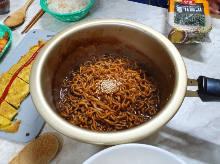  [저녁메뉴]짜파게티,누룽지밥,계란말이_0525