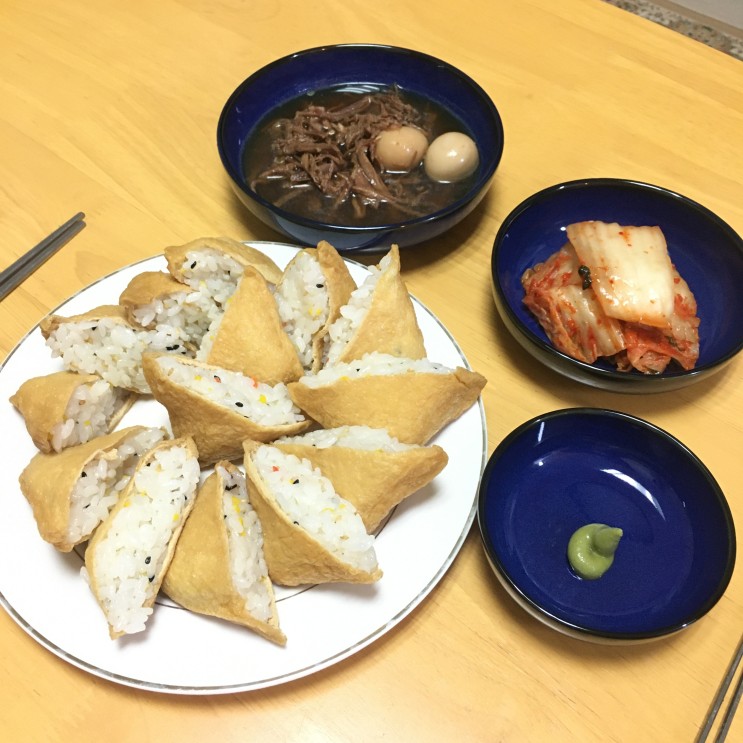 [유부초밥, 비비고 소고기 장조림] 밥해먹기 귀찮을때 간단히 먹기~!!