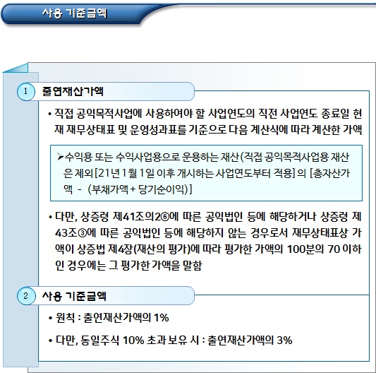 공익법인 출연재산 일정비율 의무사용