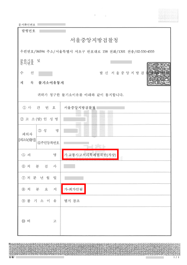  교통사고상해 혐의없음 처분 받은 성공 사례