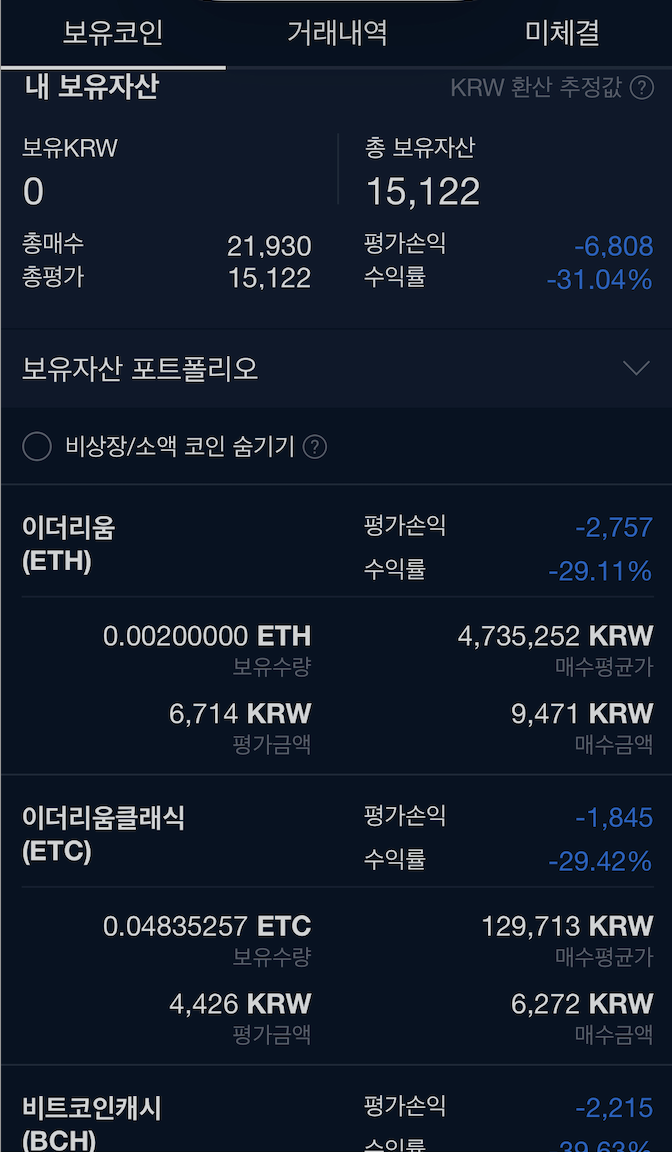  비트코인 너를 어쩌리... (K 뱅크 계좌 0원)
