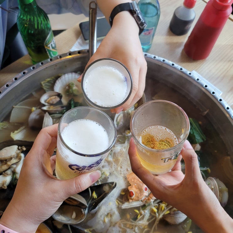  광주 전철우사거리 술집 중 최고!! 착한해물에서 벌써 3번째 조개전골 먹방 ㅎㅎ 찐 맛집 인증후기 :)