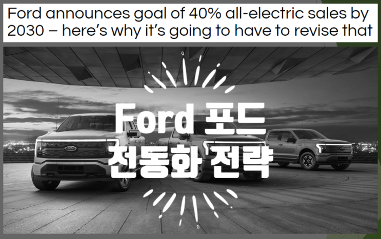 포드 2030년까지 신차판매의 40% 순수전기차로 (feat. 전동화 전략)
