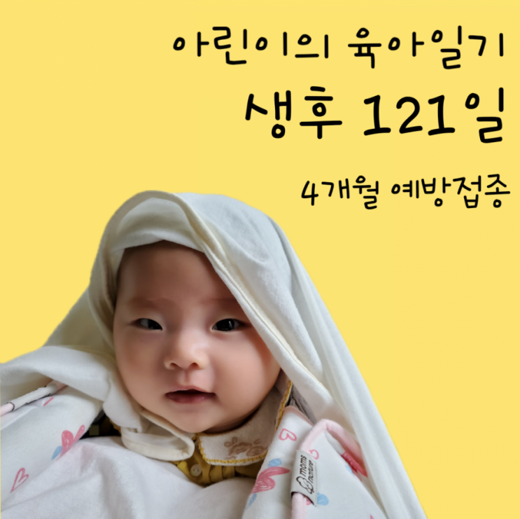 121일-4개월 접종 펜탁심(DPT, 폴리오, 헤모필루스 인플루엔자) / 폐렴구균 / 로타바이러스 로타텍