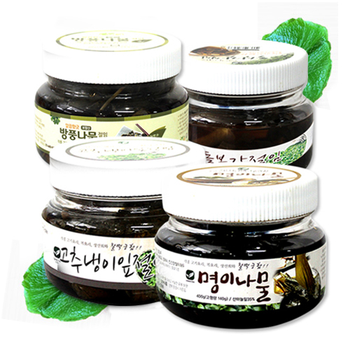 후기가 좋은 풍성한 절임 베이직 4종세트(명이나물 고추냉이잎 돌산갓 방풍나물), 1box ··· 후기가 좋은 풍성한 절임 베이직 4종세트(명이나물 고추냉이잎 돌산갓 방풍나물), 1box ···