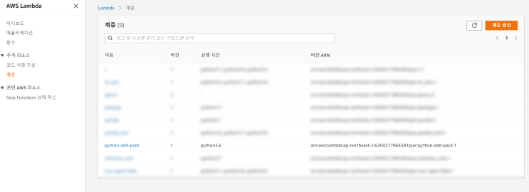  [AWS/Python] 파이썬 패키지 AWS Lambda Layer 올리기