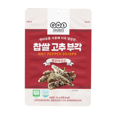 인기 많은 오희숙전통부각 찹쌀 고추 부각, 30g ···