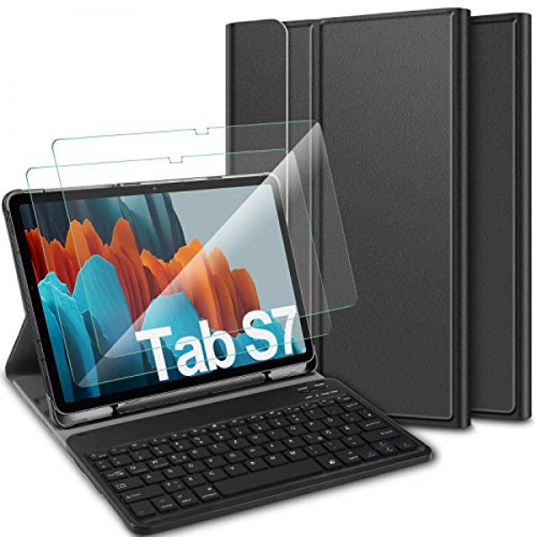 갓성비 좋은 Samsung Galaxy Tab S7 용 강화 유리가있는 ELTD 키보드 커버 Samsung Galaxy Tab S7 (SM-T870 / 8 추천합니다