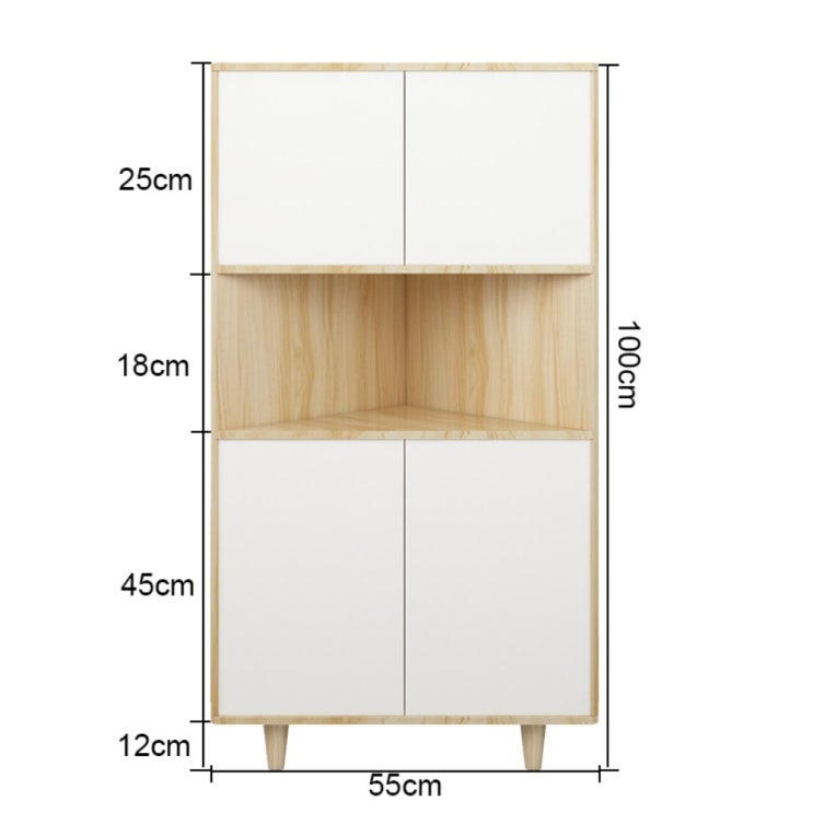 선호도 좋은 포스트모던 코너책장 모서리장식장 거실코너선반 삼각코너장, [로그 + 백색] 40 x 40 x 100 ···