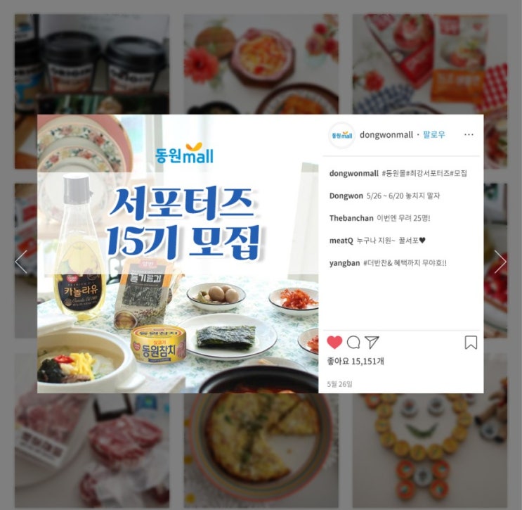  동원몰 서포터즈 15기 모집 안내