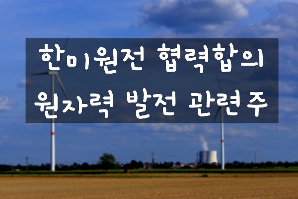  [소형원전 관련주] 한·미 원전 협력합의 소식에 미국 원전 관련주 주목 / 한전기술, 한신기계, 일진파워, SNT에너지, 에너토크, 두산중공업, 보성파워텍