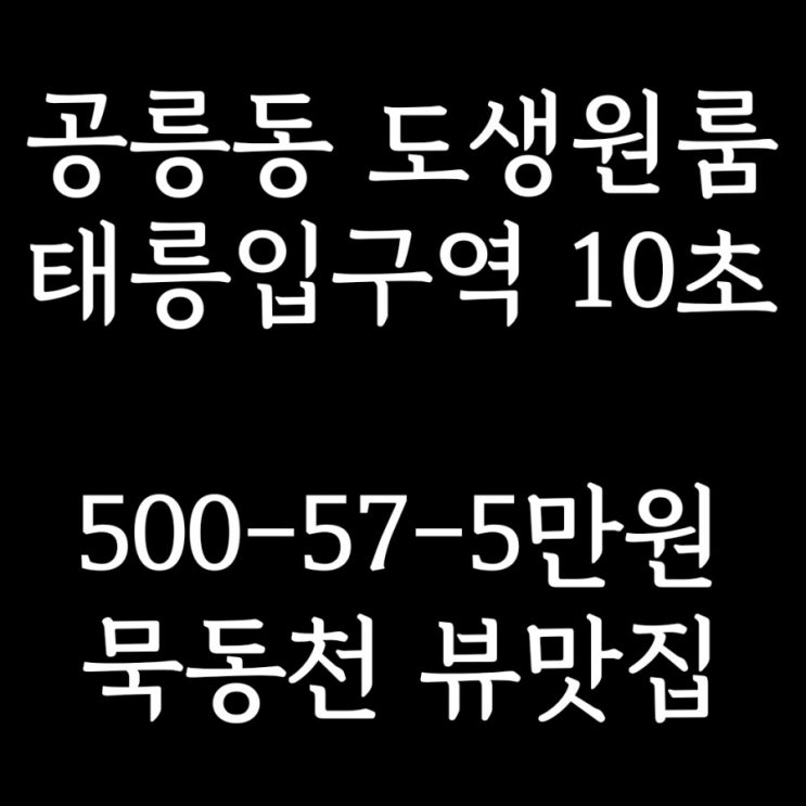  계약완료)노원구 공릉동 도시형 생활주택 원룸 월세] 태릉 입구 10초!! 뷰 맛집, 묵동천 야경은 덤입니다~