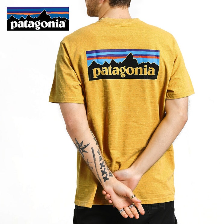 잘팔리는 파타고니아 p6 로고 오가닉 반팔티 머스타드 남자 여성 라운드 여름 티셔츠 좋아요