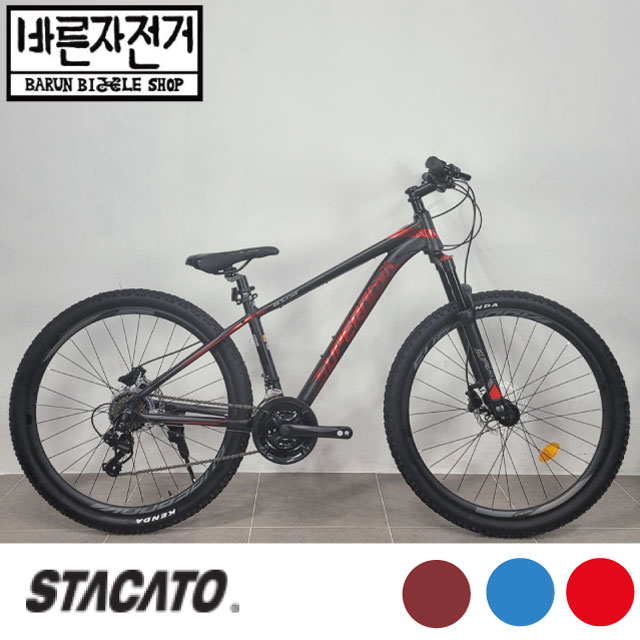 가성비갑 2021 스타카토 슈퍼노바 650B 27.5인치 시마노 21단 유압식 디스크 MTB 자전거, 15인치(153~173cm), 80%조립배송, 블랙크롬레드 추천해요