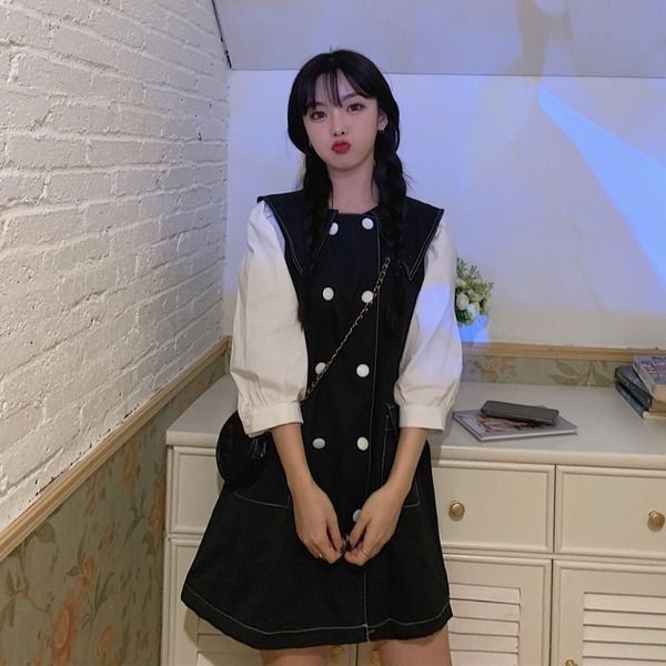 당신만 모르는 여자 조끼 귀여운 학생 10대 소풍 원피스 큐트 긴소매 추천합니다 당신만 모르는 여자 조끼 귀여운 학생 10대 소풍 원피스 큐트 긴소매 추천합니다