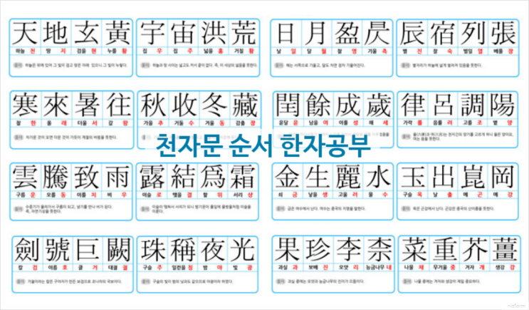  천자문 순서 카드 쓰기 벽보 만들기까지