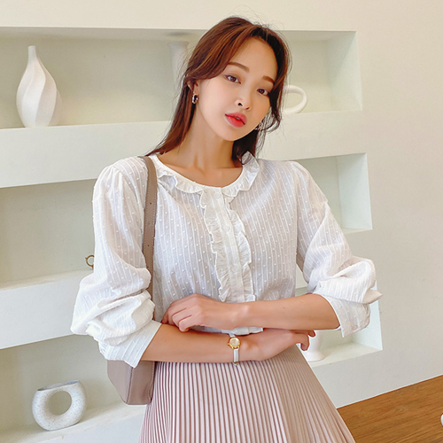 최근 인기있는 제이스타일 빅사이즈 반테드 ST 도트 프릴 블라우스 ··· 최근 인기있는 제이스타일 빅사이즈 반테드 ST 도트 프릴 블라우스 ···