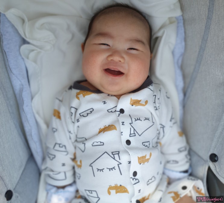 캠핑장에 불어오는 시원한 바람에 아기 웃음이 살인 미소가 되네