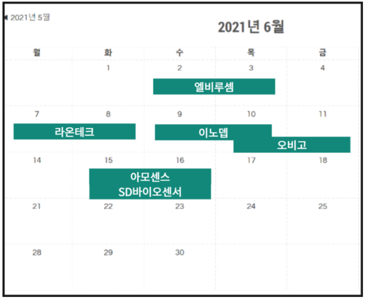  [공모주 청약 일정] 2021년 6월